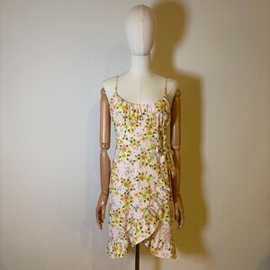 BCBGeneration Pink Floral Faux Wrap Mini Dress - Size 2